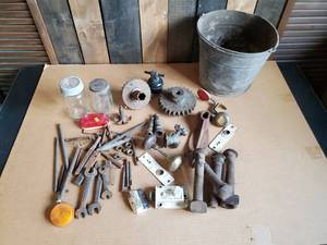 lot 129 image: Misc Tools Hardware And More withCool  Metal Bucket