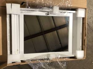 lot 34 image: Glacier Bay 23-12 in. W x 32-12 in. H Framed Surface-Mount Bathroom Medicine Cabinet with Mirror, White    Customer Returns See Pictures