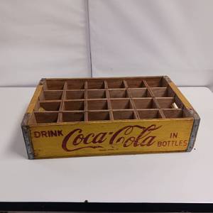 lot 15 image: Vintage Coke Crate - Yellow & Red - Circa 1960s