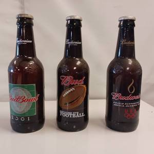 lot 19 image: 15 Budweiser Giant Novelty Beer Bottles (empty) - 3 bottles total