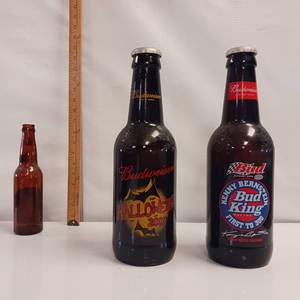 lot 21 image: 15 Budweiser Giant Novelty Beer Bottles (empty) - 2 bottles total