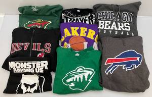 lot 42 image: Misc. Shirts, Hoodies & More Including Minnesota Wild & More (Some New With tags)