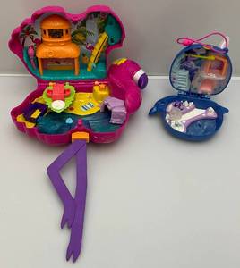 lot 93 image: Polly Pockets Freezin Fun Narwhal Compact & Flamingo Party (No People)