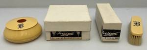 lot 120 image: 1920-30s Art Deco Ivoroyd Celluloid Hat Brush & Hair Receiver (New Old Stock)