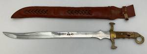 lot 123 image: 29 12 Steel Sword With Wood & Brass Handle With 22 34 Blade And Sheath Made In Pakistan
