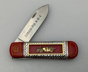 lot 140 image: Franklin Mint Firefighters AHRENS-FOX R-K-4 Collectors Pocket Knife 6 34 Overall Blade 2 34