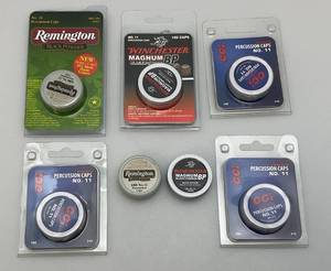 lot 141 image: Misc. Brands Of No.11 Percussion Caps (All But Two New In Pack)