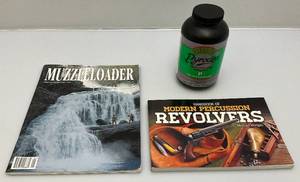 lot 146 image: Misc. Muzzleloading Books & Hodgdon Pyrodex Muzzleloading Propellant (P) Open But Looks Full