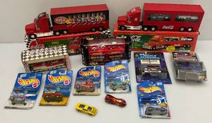 lot 175 image: HotWheels Die Cast Miniature Cars, Coca- Cola & More (Most New On Card)