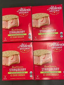lot 19 image: B - Aldens Organic Strawberry Ice Cream Sandwiches - 4 Packs