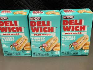 lot 39 image: A - Hot Pockets Deliwich Turkey & Colby Sandwiches - Pack of 3 Boxes