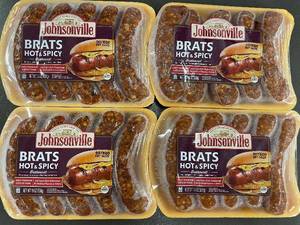 lot 49 image: Johnsonville Hot & Spicy Brats, 4 Packs, 19oz Each