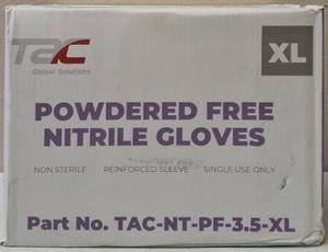 lot 6 image: GLOBAL SOLUTIONS TAC BRAND- Powder Free Nitrile Gloves (10 Boxes)  Size XL - NEW