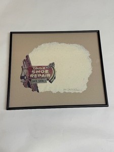 lot 6 image: Signed Artwork Toms Shoe Repair by Local St. Cloud Artist Gail W. Bamber