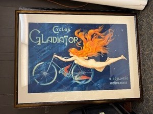 HUGE Framed Vintage Gladiator Cycles Ad Poster