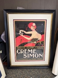 Large Framed Creme Simon Vintage Poster Print
