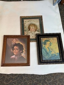 lot 15 image: Lot of (3) Vintage Framed Prints we are calling The Kids