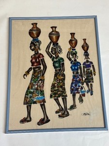 lot 16 image: Framed and Signed Original African Painting on Fabric