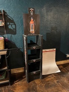 lot 41 image: Jim Beam Wood Double-Sided Display Shelf