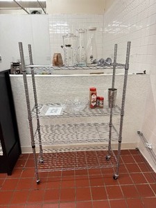 lot 86 image: Stainless Steel Shelf and Contents