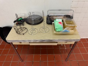 lot 95 image: Commercial Kitchen Items wVintage Table