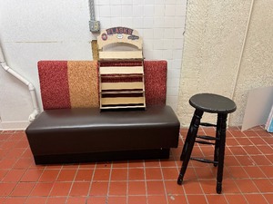 lot 98 image: Bench, Bar Stool, Flask Shelving