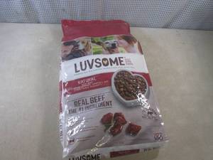 lot 29 image: (C-1) 15.5 Pound Bag of Dog Food Pa...