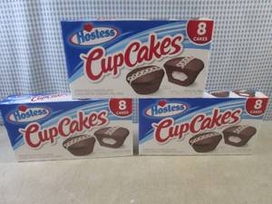 lot 255 image: (C-1) 3 Boxes of Hostess Cup Cakes ...