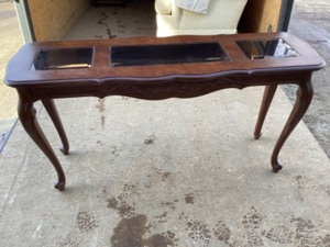 lot 17 image: Sofa Table - wood with glass tops