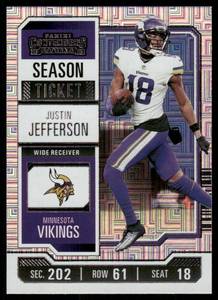 lot 39 image: Justin Jefferson Silver 2023 Panini Contenders Season Ticket #67 Minnesota Vikings  Football Card