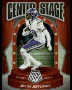 lot 45 image: Justin Jefferson 2024 Panini Mosaic Center Stage Silver Prizm #30 Minnesota Vikings  Football Card