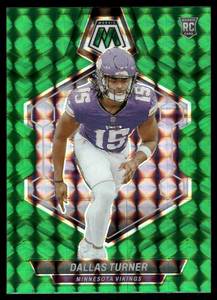 lot 56 image: Dallas Turner RC 2024 Panini Mosaic Green #317 Minnesota Vikings  Football Card