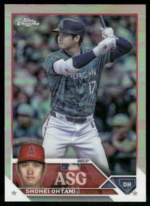 lot 63 image: Shohei Ohtani Refractor 2023 Topps Chrome Update 2023 All-Star Game #ASGC-6 Los Angeles Angels  Baseball Card