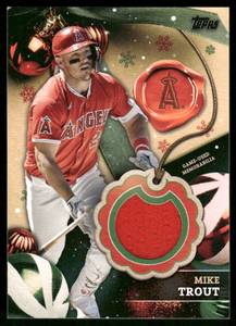 lot 69 image: Mike Trout 2024 Topps Holiday Relics #RC-MT Los Angeles Angels  Baseball Card