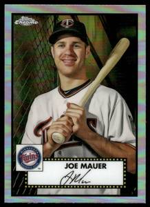 lot 74 image: Joe Mauer 2021 Topps Chrome Platinum Anniversary #528 Minnesota Twins  Baseball Card