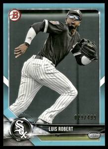 lot 75 image: Luis Robert 29499 2018 Bowman Draft Aqua Blue #BD-188 Chicago White Sox  Baseball Card