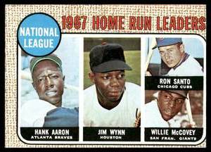 lot 82 image: HR Leaders - Hank Aaron, Willie McCovey, Ron Santo, Jim Wynn 1968 Topps #5   Baseball Card