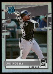 lot 87 image: Luis Robert RC Silver Holo 2020 Donruss Optic #62 Chicago White Sox  Baseball Card