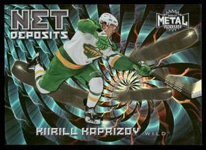 lot 99 image: Kirill Kaprizov RC Foil Insert 2020 Skybox Metal Universe Net Deposits #ND-1 Minnesota Wild  Hockey Card