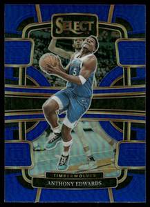 lot 121 image: Anthony Edwards 2023 Panini Select Concourse Blue Prizm #37 Minnesota Timberwolves  Basketball Card