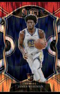 lot 123 image: James Wiseman RC 2020 Panini Select 3 Color Shimmer Prizm #62 Golden State Warriors  Basketball Card