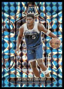 lot 124 image: Anthony Edwards Color Match 2023 Panini Mosaic Reactive Blue #33 Minnesota Timberwolves  Basketball Card