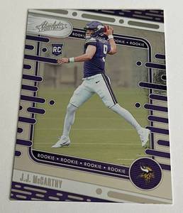 lot 17 image: JJ McCarthy RC 2023 Absolute #110 Rookie Minnesota Vikings Football Card