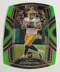 lot 18 image: Jordan Love RC Die Cut Club Level Prizm 2020 Select #247 Rookie Green Bay Packers Football Card