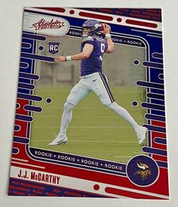 lot 24 image: JJ McCarthy RC 2024 Absolute #110 Rookie Minnesota Vikings Football Card