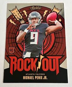lot 52 image: Michael Penix Jr. RC 2023 Absolute #RO-MPJ Rock Out Insert Rookie Card