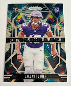 lot 53 image: Dallas Turner RC 2024 Prizm #17 Prizmatic Insert Rookie Football Card Minnesota Vikings