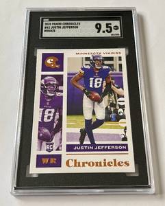 lot 15B image: Justin Jefferson RC SGC 9.5 Mint 2020 Chronicles Bronze #62 Rookie Minnesota Vikings Football Card