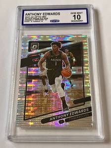 lot 18B image: Anthony Edwards Gem Mint 10 2021-22 Optic Silver Prizm Pulsar #83 Minnesota Timberwolves Basketball Card