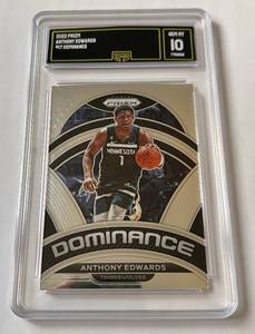 lot 20B image: Anthony Edwards 10 Gem Mint 2020 Prizm Dominance #17 Minnesota Timberwolves Basketball Card